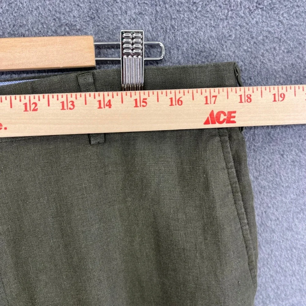 Charles Tyrwhitt Slim Fit Linen Dress Pants Khaki Green Men 38W 32L (35in X 27in